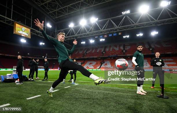 Amsterdam , Netherlands - 17 November 2023; Nathan Collins during a Republic of Ireland training session at Johan Cruijff ArenA in Amsterdam,...