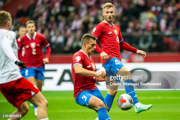 Jakub Brabec of Czechia looks on during the UEFA EURO 2024 European qualifier match between Poland and Czechia at PGE Narodowy on November 17, 2023...