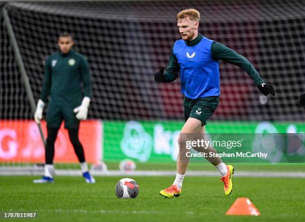 Amsterdam , Netherlands - 17 November 2023; Liam Scales during a Republic of Ireland training session at Johan Cruijff ArenA in Amsterdam,...