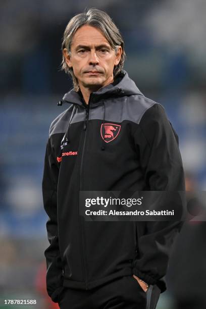 Filippo Inzaghi head coach of US Salernitana looks on during the Serie A TIM match between US Sassuolo and US Salernitana at Mapei Stadium - Citta'...