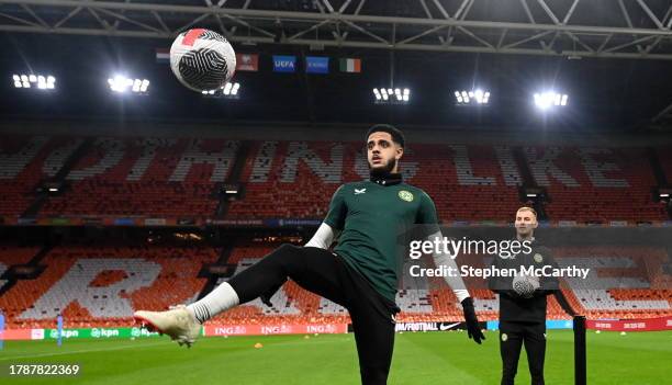 Amsterdam , Netherlands - 17 November 2023; Andrew Omobamidele during a Republic of Ireland training session at Johan Cruijff ArenA in Amsterdam,...