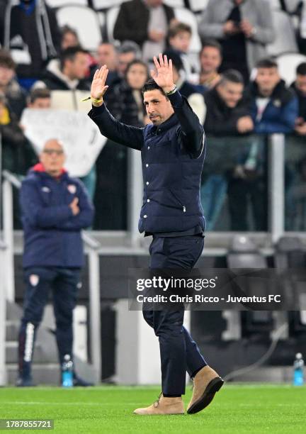 Sami Khedira former Juventus player greets the fans prior to the Serie A TIM match between Juventus and Cagliari Calcio at Allianz Stadium on...