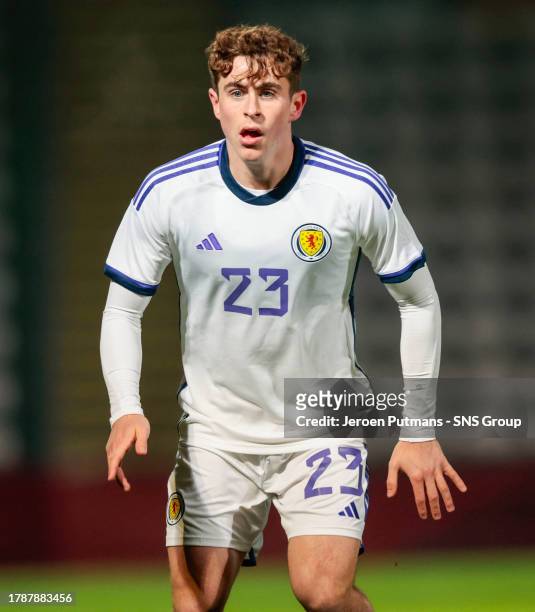 Scotland's Finlay Robertson during a Euro Under-21s Qualifier between Scotland and Belgium at Schiervelde Stadion, on November 17 in Roeselare,...
