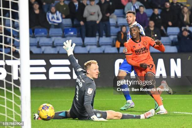 Brooke Norton-Cuffy of Millwall scores to make it 0-4 during the Sky Bet Championship match between Sheffield Wednesday and Millwall at Hillsborough...