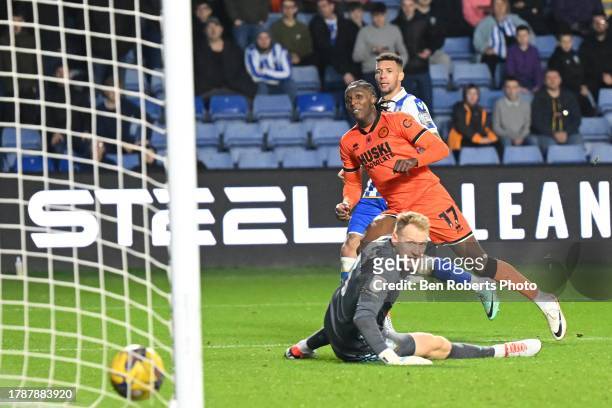 Brooke Norton-Cuffy of Millwall scores to make it 0-4 during the Sky Bet Championship match between Sheffield Wednesday and Millwall at Hillsborough...