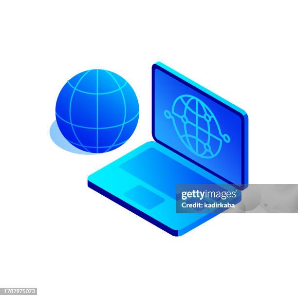 vector illustration of internet isometric icon and three dimensional design. - sharing digital information stock illustrations