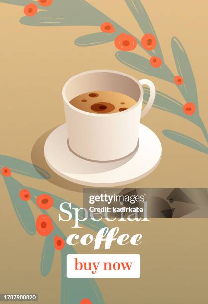 vector illustration of special coffee isometric icon and three dimensional design. coffee, americano, espresso, latte, mocha, cafe, coffee break, drink, frappuccino, french press, barista. - isometric refresh icon stock illustrations