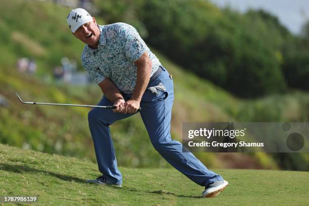 Points of the United States plays a shot on the 16th hole for a biridie during the third round of the Butterfield Bermuda Championship at Port Royal...