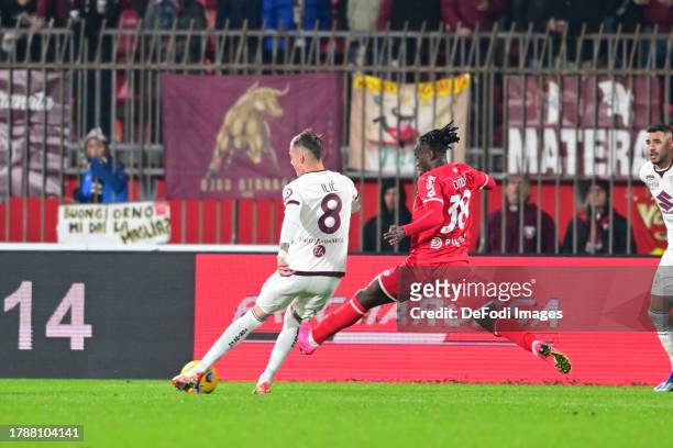 Ivan Ilic of Torino FC score a goal during the Serie A TIM match between AC Monza and Torino FC at U-Power Stadium on November 11, 2023 in Monza,...
