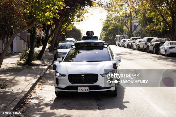 Waymo autonomous vehicle on Steiner Street in San Francisco, on November 17, 2023.