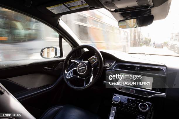 Inside a Waymo autonomous vehicle in San Francisco, on November 17, 2023.