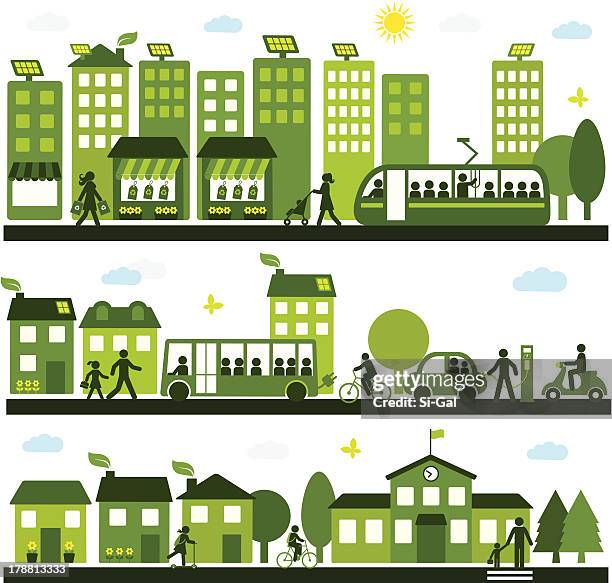 bildbanksillustrationer, clip art samt tecknat material och ikoner med sustainable city - storstad