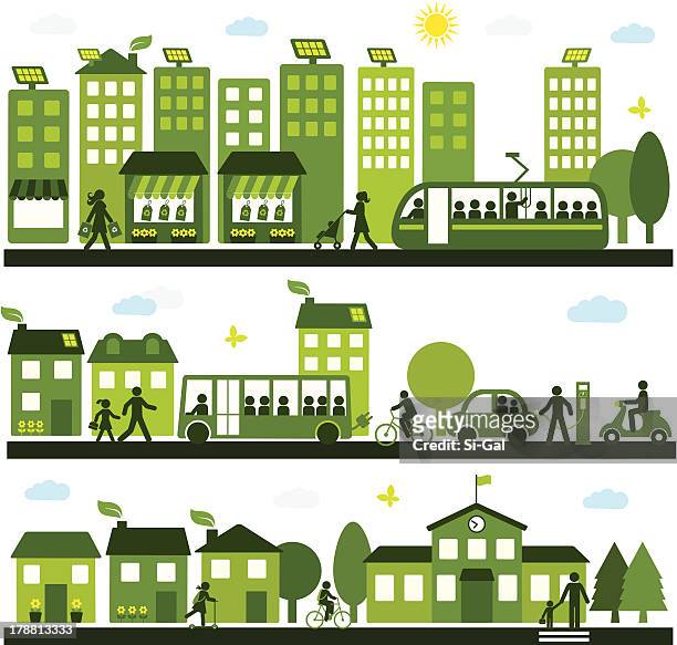 sustainable city - transportation stock illustrations