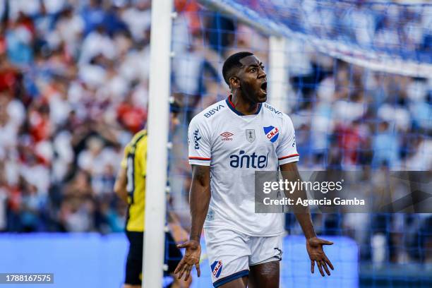 Gonzalo Carneiro of Nacional celebrates after Gabriel Baez scored the second goal of his team during a Torneo Clausura 2023 match between Nacional...