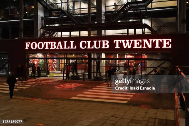 Twente's stadium main entrance before the Dutch Eredivisie match between FC Twente and NEC Nijmegen at De Grolsch Veste Stadium on November 11, 2023...