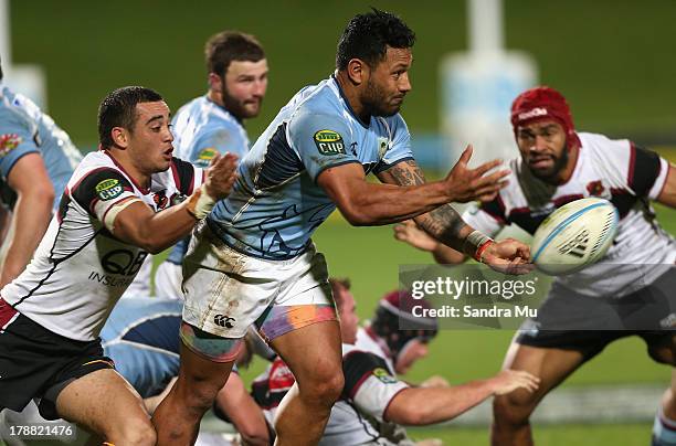 Sonatane Takulua of Northland in action during the round three ITM Cup match between North Harbour and Northland at North Harbour Stadium on August...