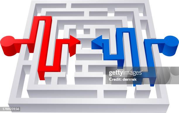 3d square solved maze - 3d maze stock illustrations