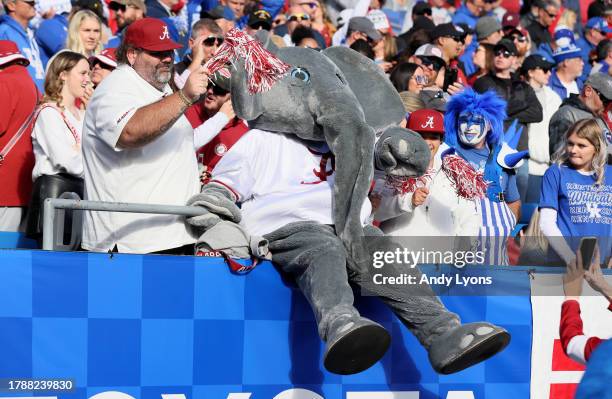 The Alabama Crimson Tide mascot during the game against the Kentucky Wildcats at Kroger Field on November 11, 2023 in Lexington, Kentucky.