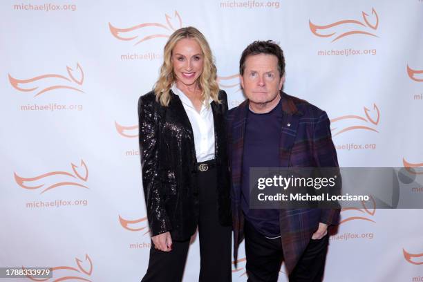 Tracy Pollan and Michael J. Fox attend as The Michael J. Fox Foundation Hosts A Funny Thing Happened On The Way To Cure Parkinson's at Cipriani South...