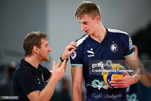 Fabio STORTI head coach of Paris Volley and Mathaus JURKOVICS of Paris Volley during the French Marmara Spike League volley ball match between Paris...