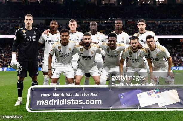 Real Madrid first eleven during the LaLiga EA Sports match between Real Madrid CF and Valencia CF at Estadio Santiago Bernabeu on November 11, 2023...