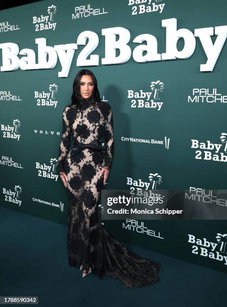Kim Kardashian attends the 2023 Baby2Baby Gala Presented By Paul Mitchell at Pacific Design Center on November 11, 2023 in West Hollywood, California.