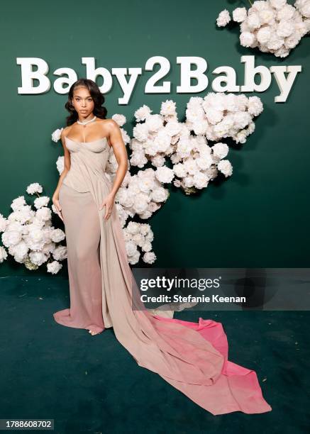 Lori Harvey attends 2023 Baby2Baby Gala Presented By Paul Mitchell at Pacific Design Center on November 11, 2023 in West Hollywood, California.