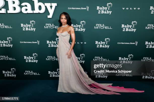 Lori Harvey attends the 2023 Baby2Baby Gala Presented By Paul Mitchell at Pacific Design Center on November 11, 2023 in West Hollywood, California.