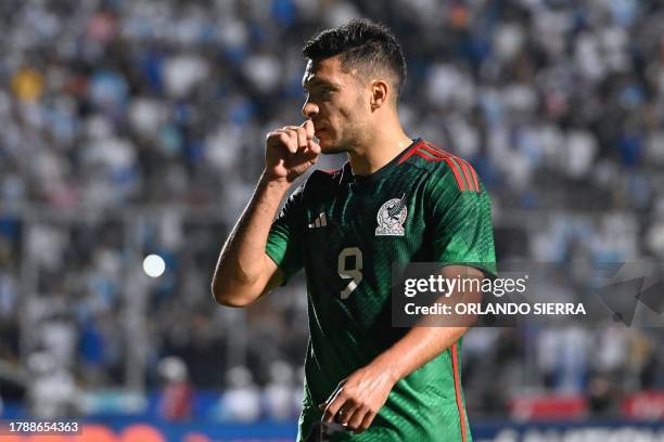 Mexico's forward Raul Jimenez reacts after defeat during the Concacaf Nations League quarter final leg 1 football match between Honduras and Mexico...