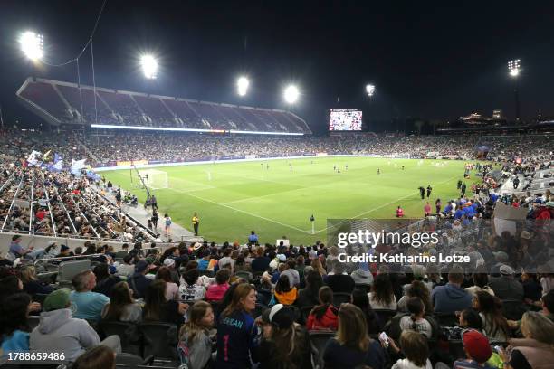 View of the field during the 2023 NWSL Championship between the OL Reign and NJ/NY Gotham FC at Snapdragon Stadium on November 11, 2023 in San Diego,...