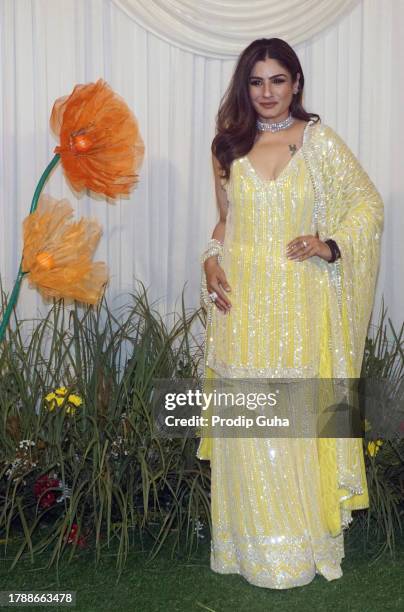 Raveena Tandon attends the Shilpa Shetty Diwali Bash on November 11, 2023 in Mumbai, India