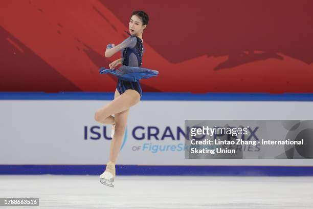 Chen Hongyi of China performs during the Ladies Free Skating on day two of the ISU Grand Prix of Figure Skating Cup of China at Huaxi Sports Center...