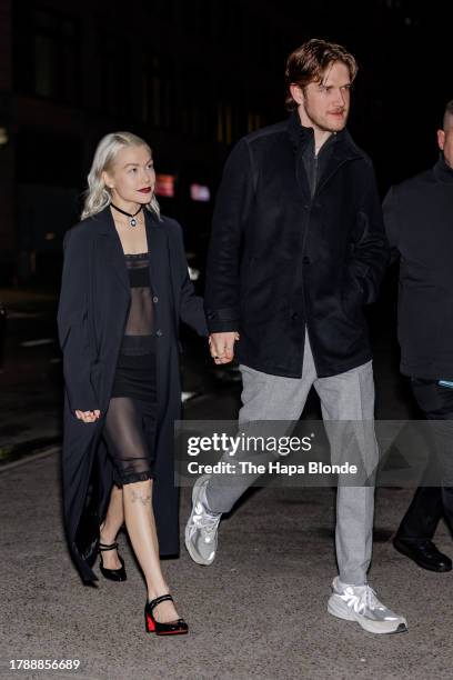 Phoebe Bridgers and Bo Burnham are seen in Midtown on November 12, 2023 in New York City.