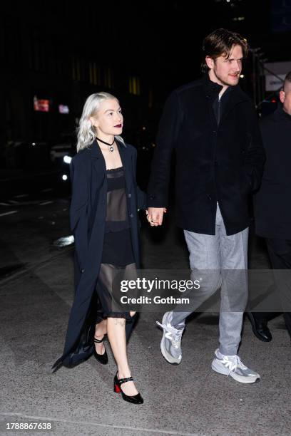 Phoebe Bridgers and Bo Burnham are seen in Midtown on November 12, 2023 in New York City.