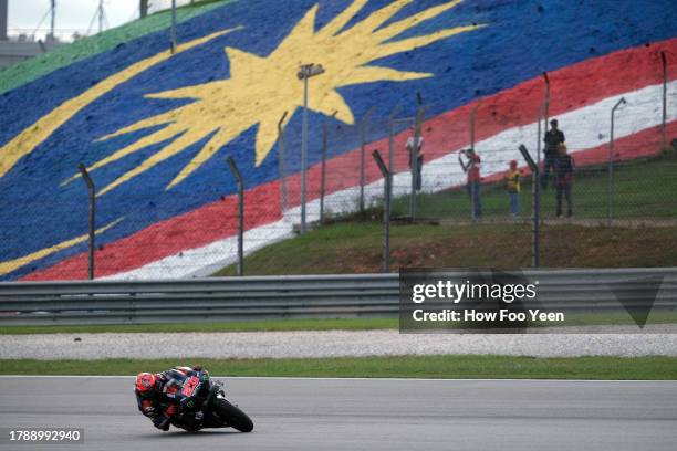 Fabio Quartararo of France and Monster Energy Yamaha MotoGP rides at Sepang Circuit on November 12, 2023 in Kuala Lumpur, Malaysia.