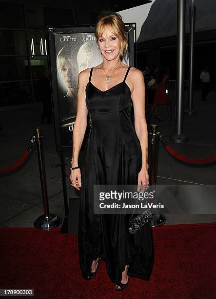 Actress Melanie Griffith attends the premiere of "Dark Tourist" at ArcLight Hollywood on August 14, 2013 in Hollywood, California.