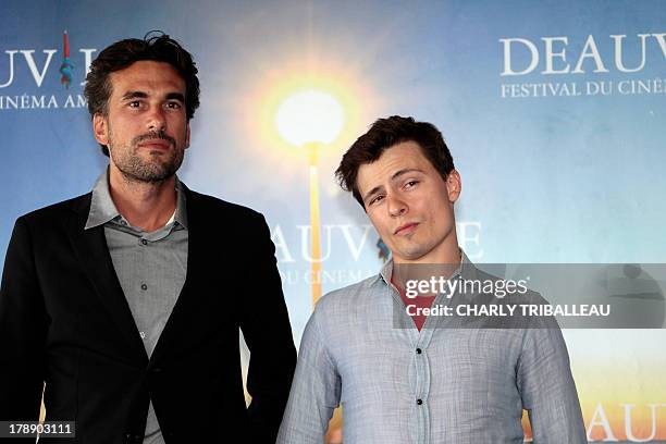 French film director Alexandre Moors and scenarist Ronnie Porto pose during a photocall to present the film "Blue Caprice" as part of the 39th...