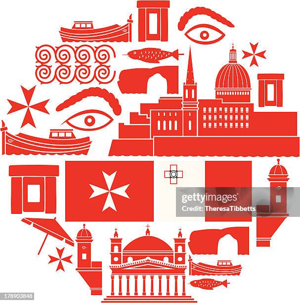 malta icon-set - mediterranean culture stock-grafiken, -clipart, -cartoons und -symbole