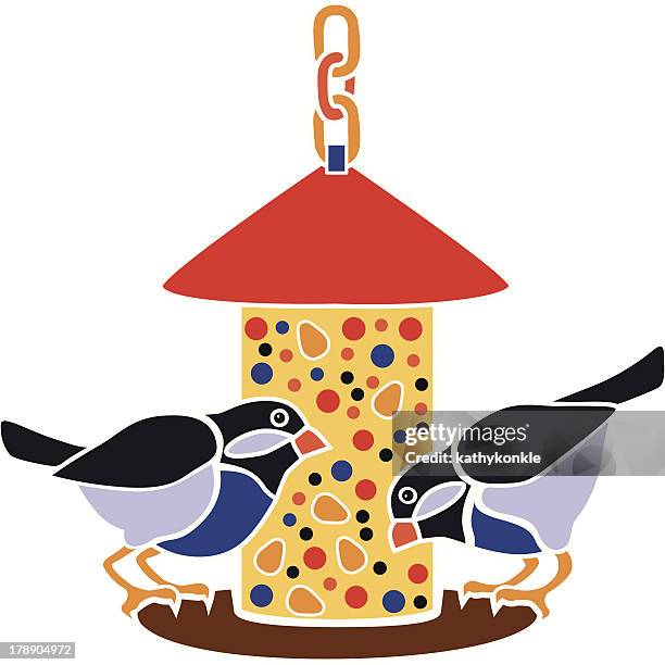 bird feeder - bird seed stock illustrations