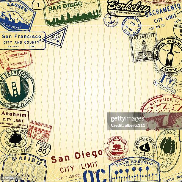 passport california - riverside california stock illustrations