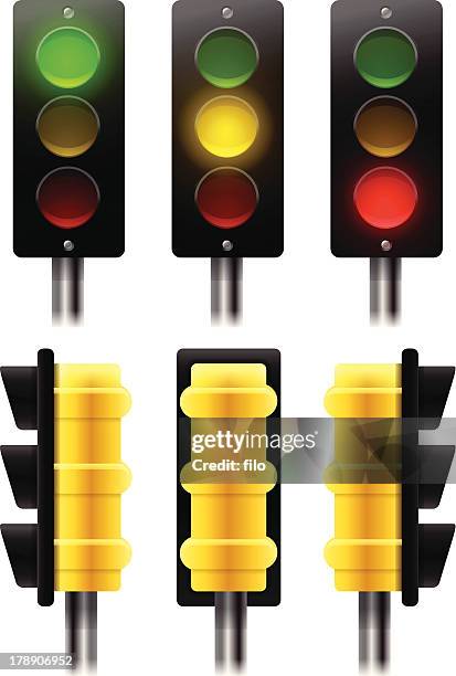 traffic lights - yellow light effect stock illustrations