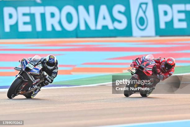 Spanish MotoGP rider Raul Fernandez of CryptoDATA RNF MotoGP Team action Free Practice 1 session of MotoGP Qatar Airways Grand Prix of Qatar 2023 at...