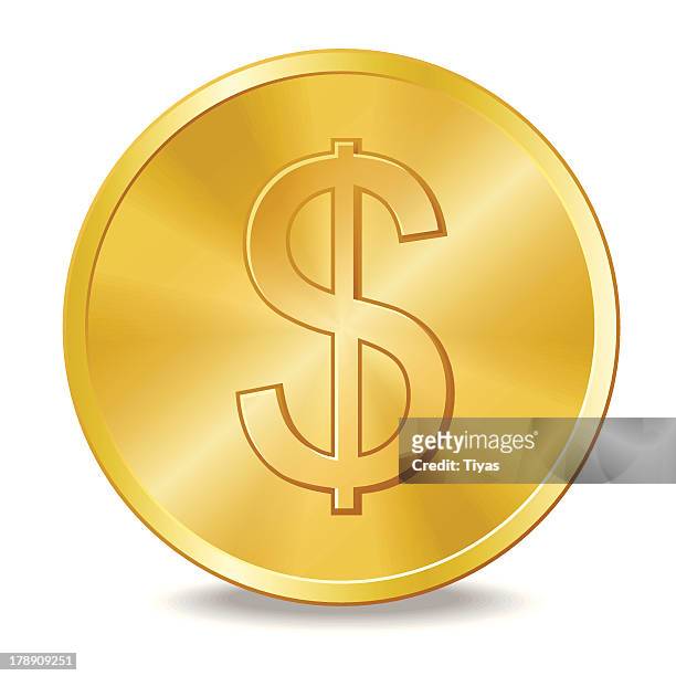 münze mit dollarschild - gold coin stock-grafiken, -clipart, -cartoons und -symbole