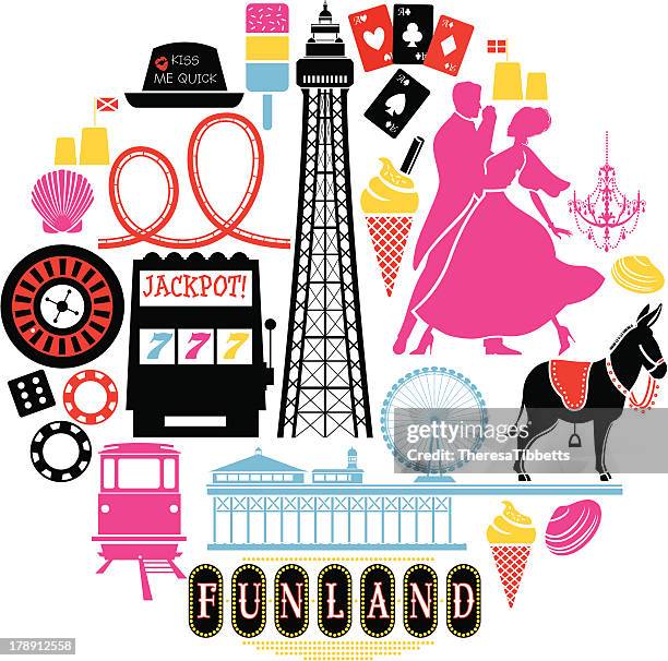 stockillustraties, clipart, cartoons en iconen met blackpool icon set - blackpool-lancashire