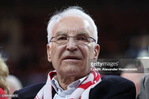 Bayern München Board member Edmund Stoiber looks on during the annual general meeting of football club FC Bayern Muenchen at Rudi-Sedlmayer-Halle on...