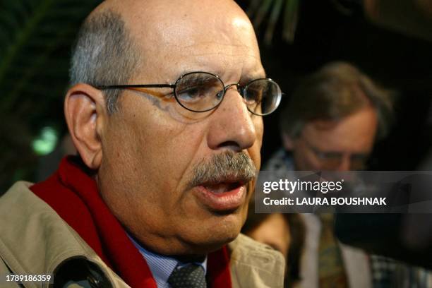 Mohammed ElBaradei, director general of the International Atomic Energy Agency, to the press upon his arrival at the Flamingo Beach Hotel in Larnaca...