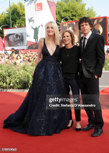 Actress Dakota Fanning, director Kelly Reichardt and actor Jesse Eisenberg attend "Night Moves" Premiere during the 70th Venice International Film...