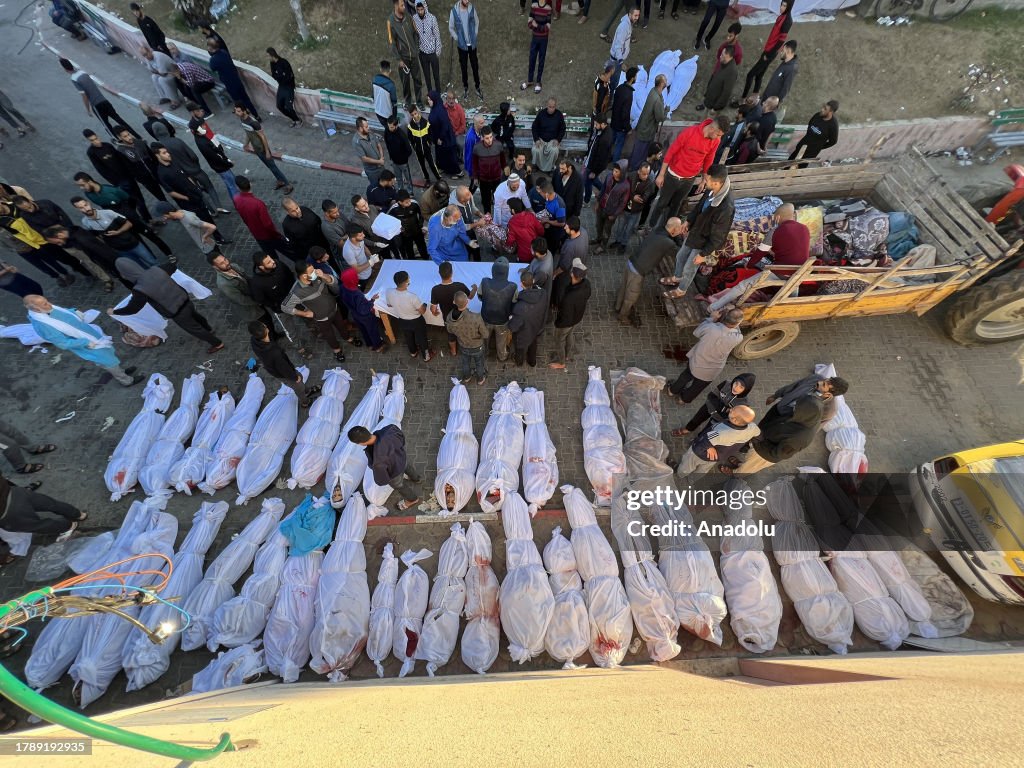 Bodies of nearly 50 Palestinians piled in front of Gaza's Indonesian Hospital