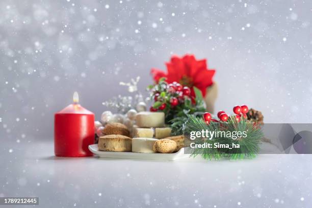 typical sweets for christmas in spain-mantecados and polvorones - polvorón stock pictures, royalty-free photos & images