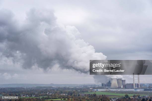 Water vapour rises from cooling towers of the Weisweiler coal-fired power plant on November 17, 2023 near Eschweiler, Germany. Demands are rising...